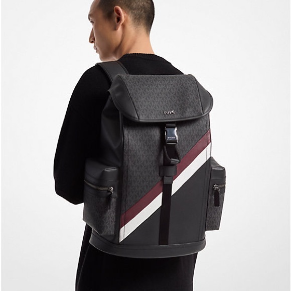 Michael Kors Rivington Logo Stripe Backpack - Picture 1 of 8